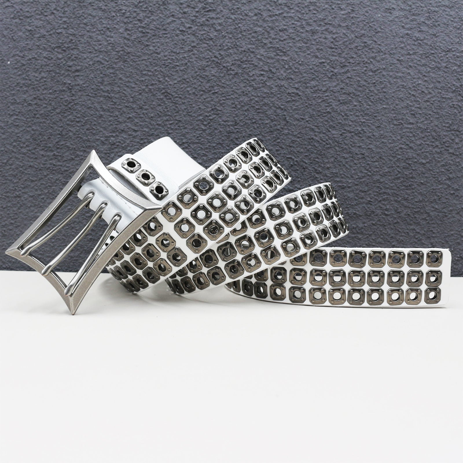 Punk studded wide leather belt with rivets