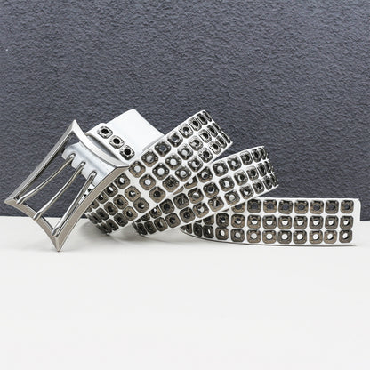 Punk studded wide leather belt with rivets