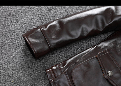 Men’s Genuine Leather Aviator Jacket Wax Finish Flight Style