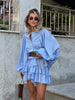 Layered ruffle lantern sleeve mini dress