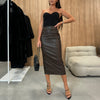 High Waist Faux Leather Midi Skirt Bodycon Fit