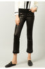 Women’s Leather Capri Pants Cropped Flared with Tassel Hem
