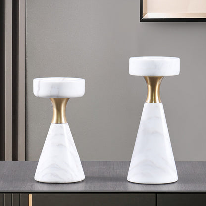 Luxury Marble Candlestick Holder with Gold Accent