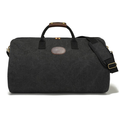 Canvas Garment Bag with Top-Grain Cowhide Leather and Foldable Suit Carrier