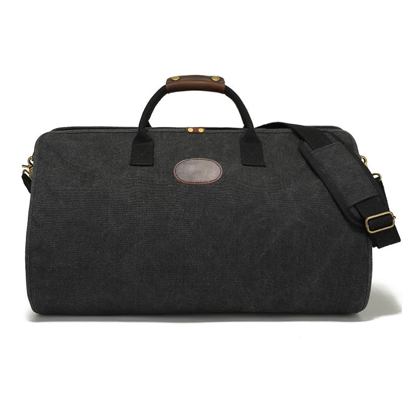 Garment Duffle Bag in Gray Canvas with Hanging Suit Carrier