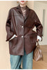 Women Oversized Genuine Leather Jacket Moto Blazer 2 S