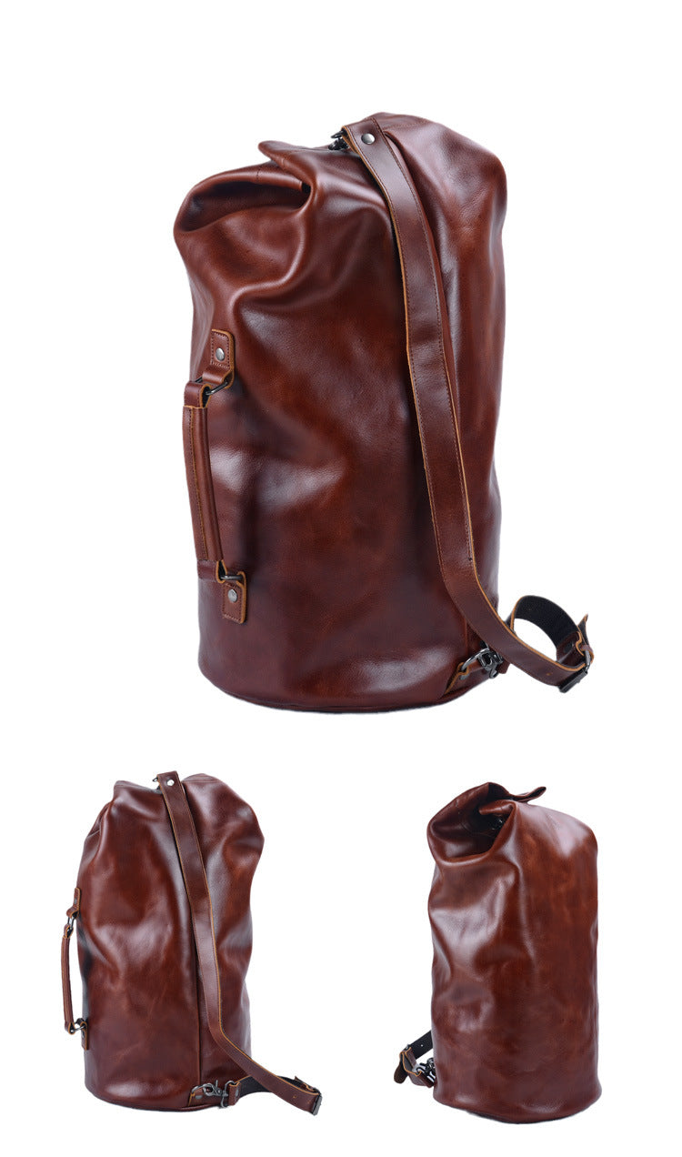 Real Dark Leather Holdall Bag