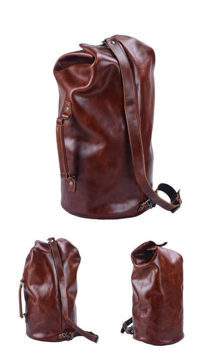 Real Dark Leather Holdall Bag