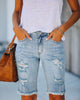 Distressed Pockets Denim Shorts Women