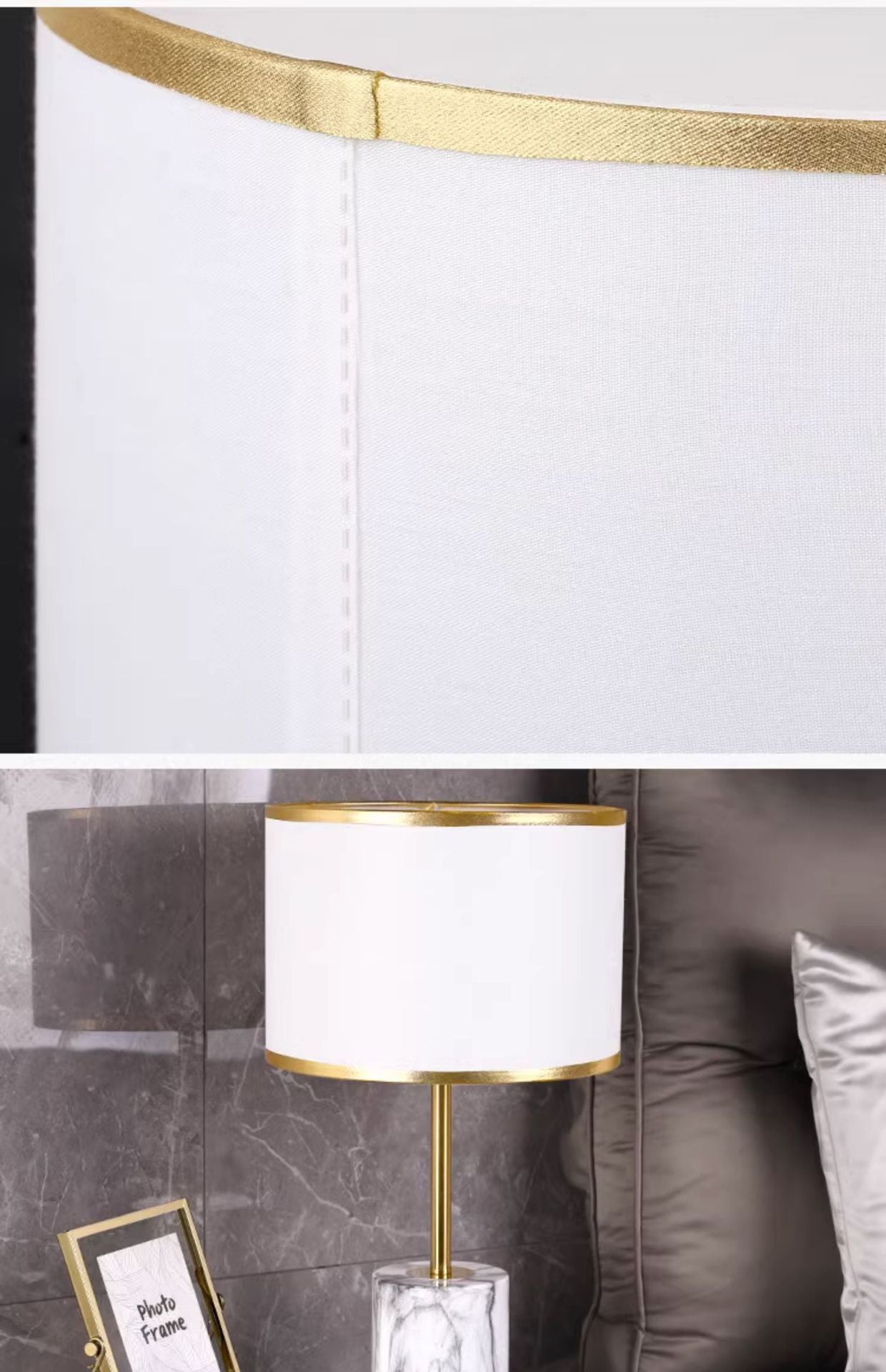 Modern scandinavian marble table lamp gold trim