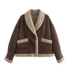 Retro camel shearling lapel winter coat women 4 S