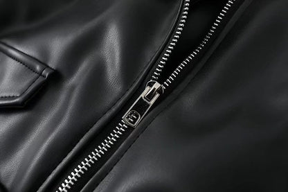 Women’s Slim Fit Motorcycle PU Leather Jacket