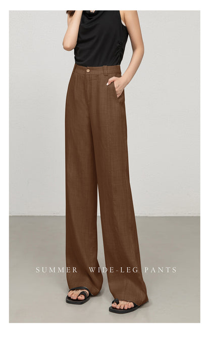 Wide leg trousers women in navy and brown
