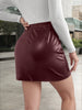 Faux Leather Zip Back Straight Skirt Workwear