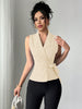 Women's Lapel Collar Wrap Crop Top Workwear Vest