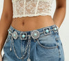 Waist Chain Jewelry with Faux Turquoise Geometric Medallions