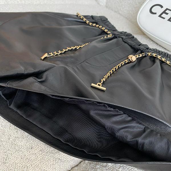 Women's High Waist Real Leather Shorts