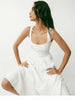 White linen a line midi sundress square neck summer