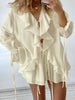 Ruffled Lace-Up Top and Shorts Set for Women Two-Piece Outfit
