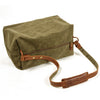 Canvas Shoulder Bag with Washed Finish and Cowhide Leather Strap