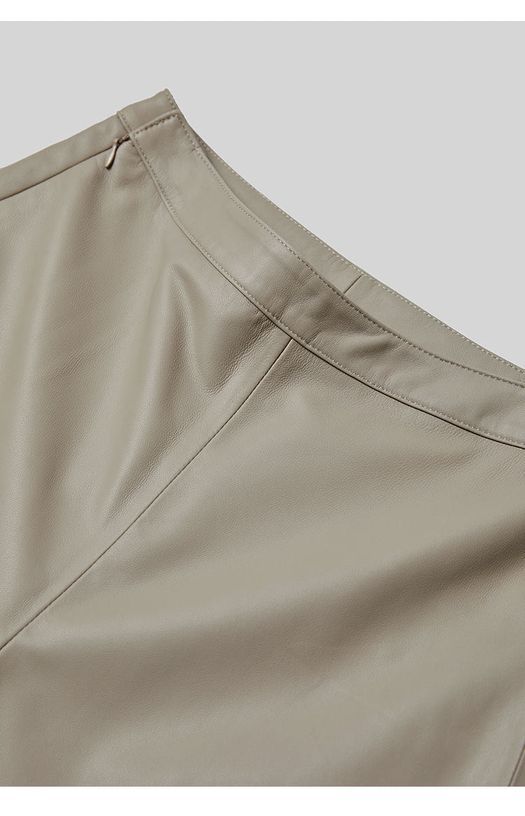 Irregular Cut Leather Wide Leg Pants for Women Cropped Straight Fit