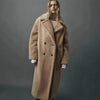 Women's extra long lambswool fleece lapel coat 1 XS
