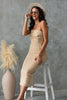 Women Slim Strapless Denim Midi Dress Bodycon
