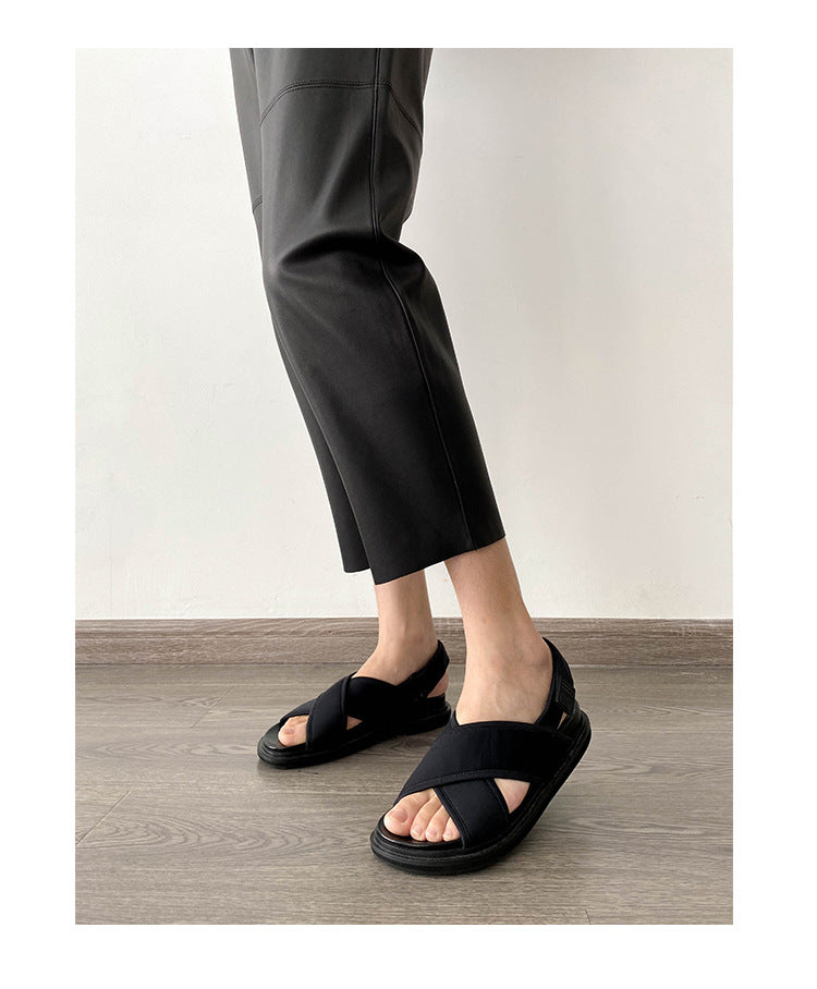 Women Italian Leather Carrot Pants Cropped Straight Leg Elastic Waist