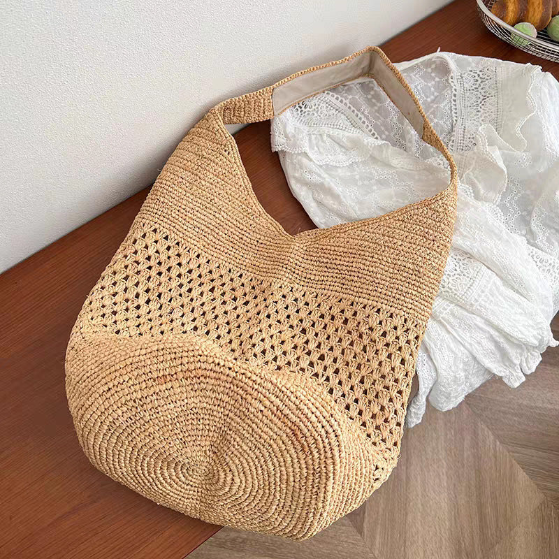 Large size straw tote bag for summer