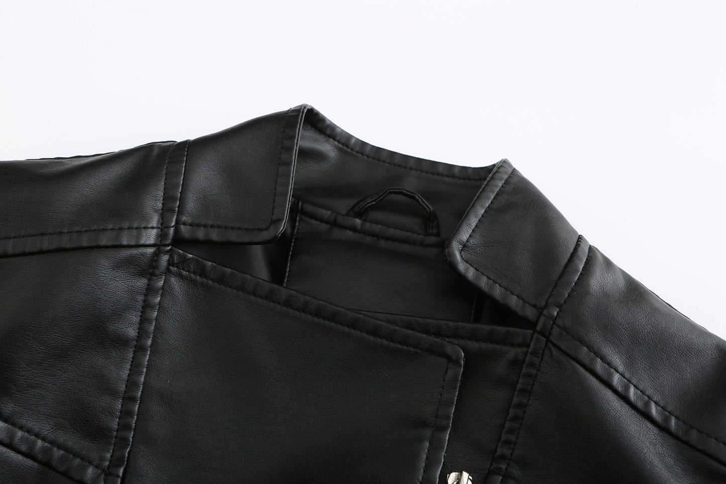 Women’s Faux Leather Motorcycle Jacket with Belt