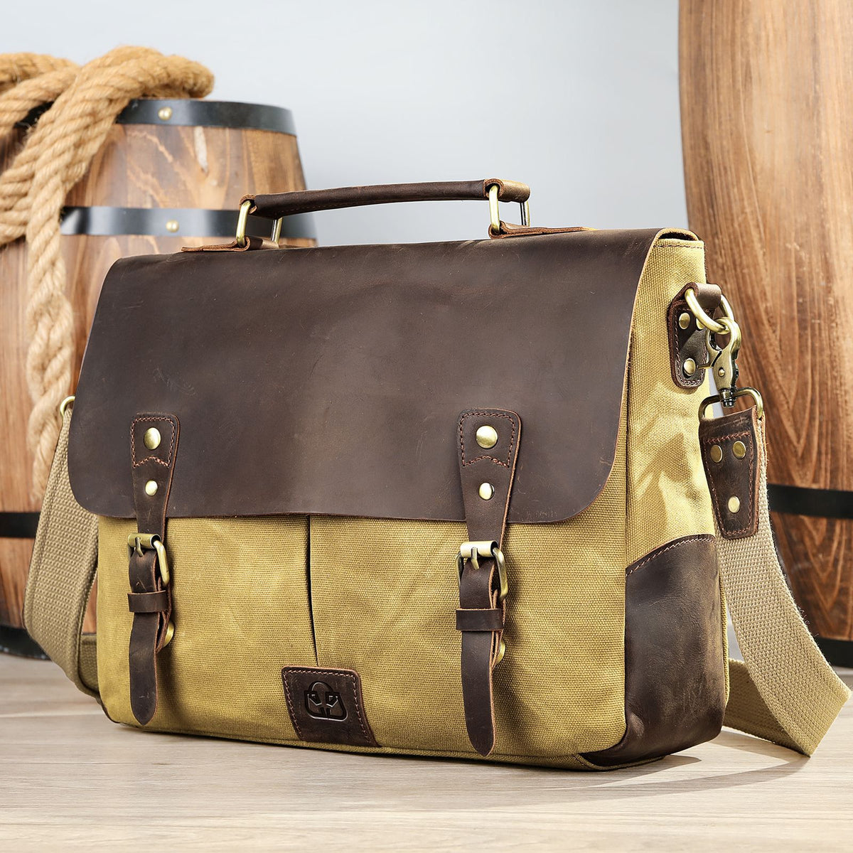 Canvas Briefcase Laptop Bag for Men with 14 Inch Sleeve 1