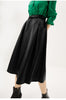 Sheepskin a-line leather midi skirt belt