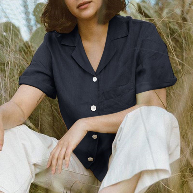 summer short sleeve button down shirts for women