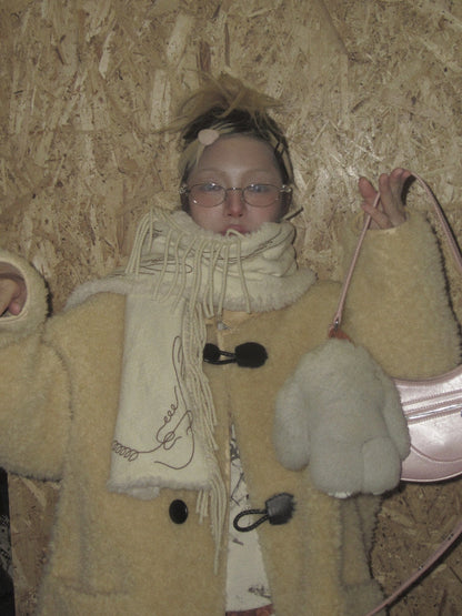 Women’s Full Wool Fur Coat Corn Yellow Shearling Winter Jacket