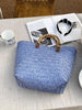 Woven Summer Tote Bag With Bamboo Handle