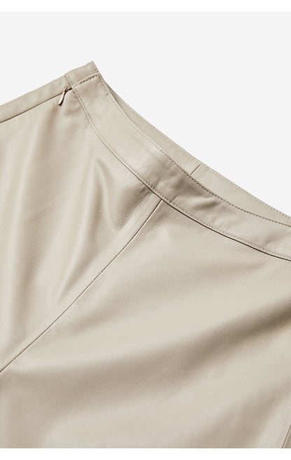 High Rise Leather Elephant Style Pants Straight Leg Midi Culotte