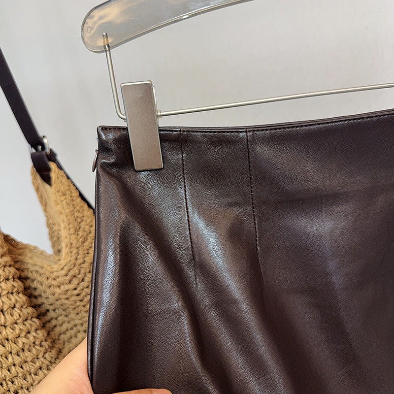 Women’s Genuine Leather Mini Skirt High Waist