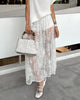 Women’s White Lace Jacquard Midi Skirt  See-Through
