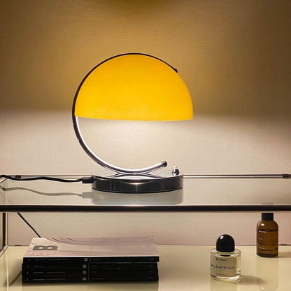 Yellow Glass Table Lamp Vintage Bauhaus Pudding Lamp