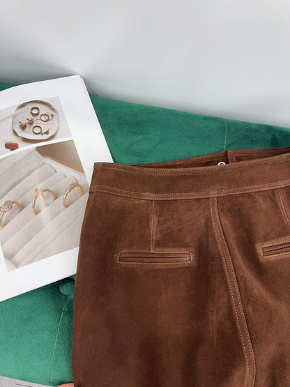 Women’s Leather Suede Mini Skirt A-Line