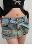 Glitter Belt Faux Leather With Star Buckle