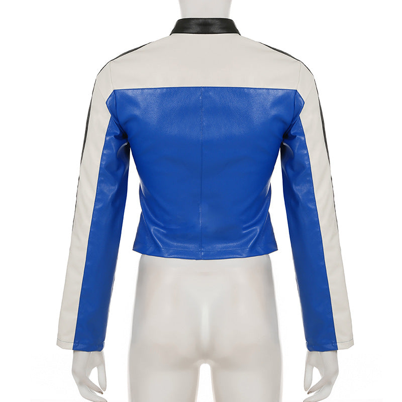 Women’s Cropped Faux Leather Biker Jacket
