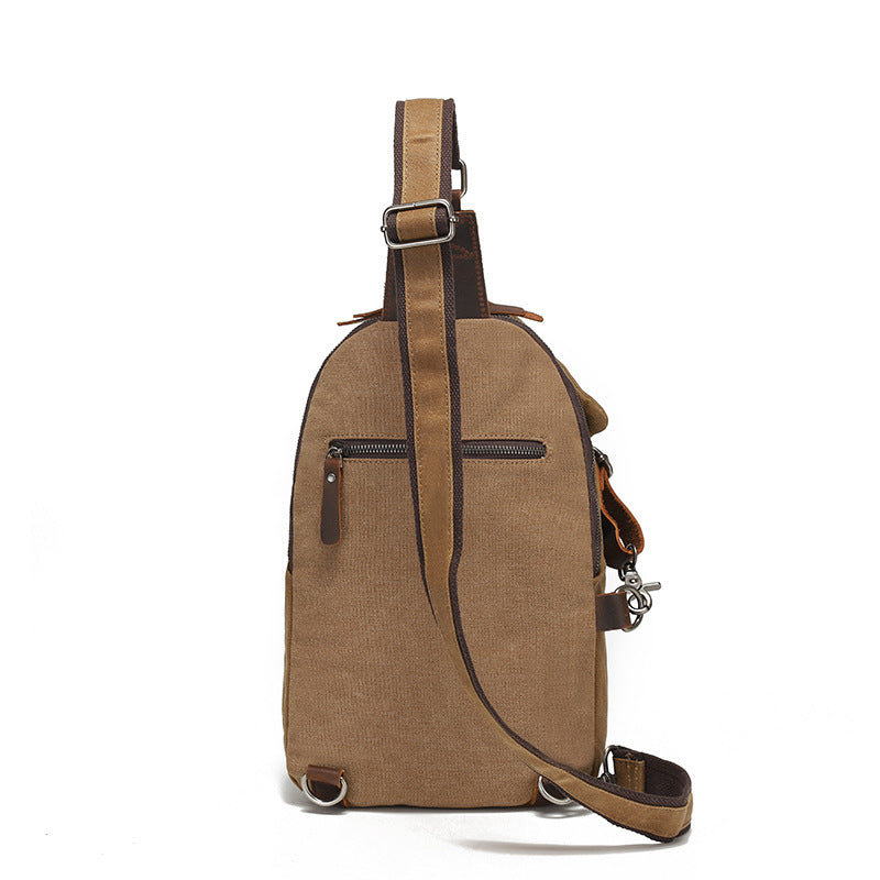 Men’s Oil-Waxed Canvas Sling Bag with Top-Grain Cowhide Leather