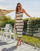 Knit Crochet Bodycon Maxi Dress for Women White Black