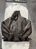 Women Leather Bomber Jacket with Real Fur Lining