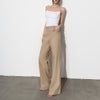 Beige high waist wide leg trousers women