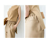 Women Italian Leather Carrot Pants Cropped Straight Leg Elastic Waist