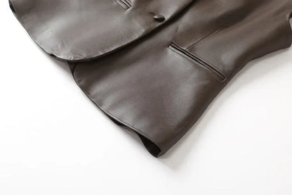 Women Leather Office Vest in Genuine Sheepskin