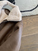 Brown faux shearling aviator leather bomber jacket