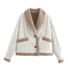 Retro camel shearling lapel winter coat women 5 S